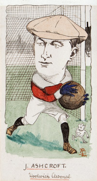 Jimmy Ashcroft, Woolwich Arsenal, Zeichnung für ein Set von Zigarettenkarten, 1907 von Rip